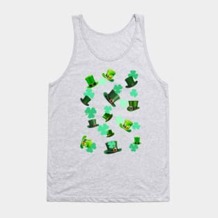 shamrock hat pattern green background Tank Top